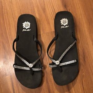 Yellow box wedge sandals